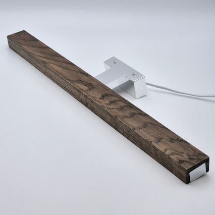 Brilagi - Φωτισμός καθρέφτη μπάνιου LED WOODY MIRROR LED/12W/230V 60 cm IP44 δρυς καρυδιά/γυαλιστερό χρώμιο