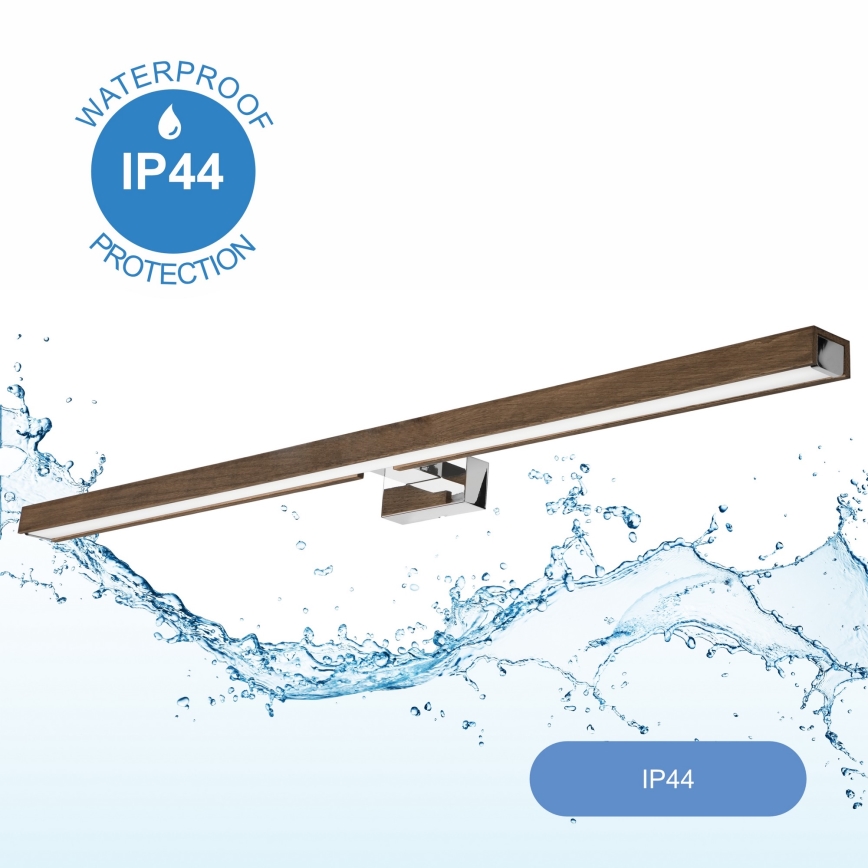 Brilagi - Φωτισμός καθρέφτη μπάνιου LED WOODY MIRROR LED/15W/230V 90 cm IP44 δρυς καρυδιά/γυαλιστερό χρώμιο