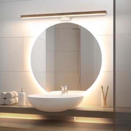 Brilagi - Φωτισμός καθρέφτη μπάνιου LED WOODY MIRROR LED/15W/230V 90 cm IP44 δρυς καρυδιά/λευκό