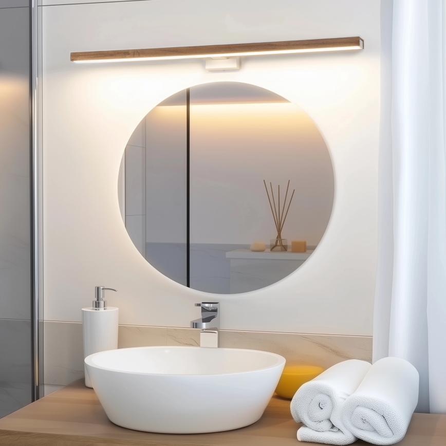 Brilagi - Φωτισμός καθρέφτη μπάνιου LED WOODY MIRROR LED/15W/230V 90 cm IP44 δρυς κερασιά/λευκό
