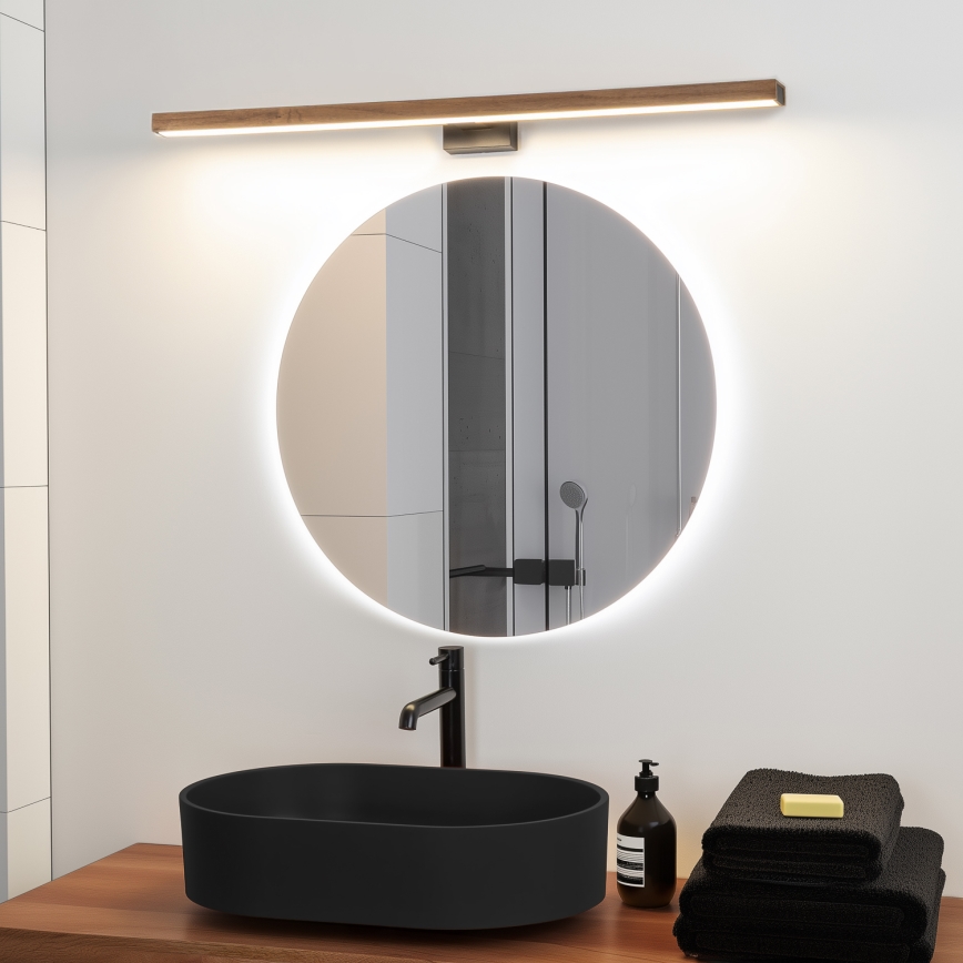 Brilagi - Φωτισμός καθρέφτη μπάνιου LED WOODY MIRROR LED/15W/230V 90 cm IP44 δρυς κερασιά/μαύρο