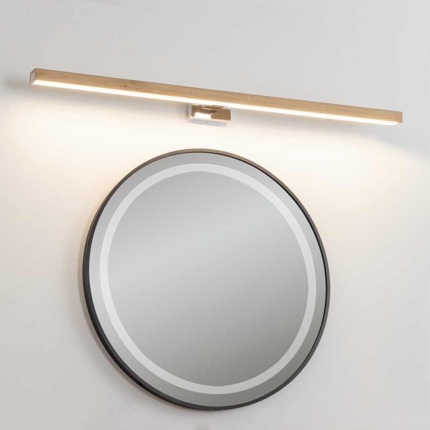 Brilagi - Φωτισμός καθρέφτη μπάνιου LED WOODY MIRROR LED/15W/230V 90 cm IP44 δρυς/γυαλιστερό χρώμιο
