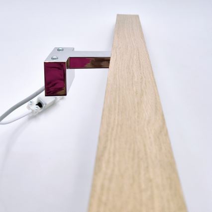 Brilagi - Φωτισμός καθρέφτη μπάνιου LED WOODY MIRROR LED/15W/230V 90 cm IP44 δρυς/γυαλιστερό χρώμιο