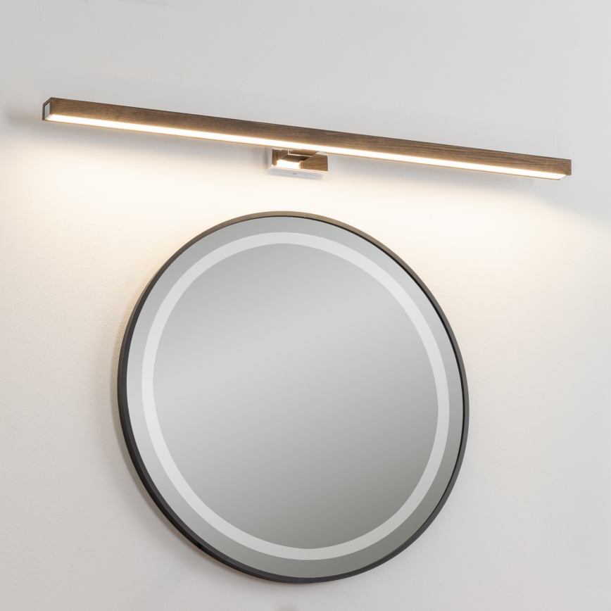 Brilagi - Φωτισμός καθρέφτη μπάνιου LED WOODY MIRROR LED/15W/230V 90 cm IP44 δρυς καρυδιά/γυαλιστερό χρώμιο