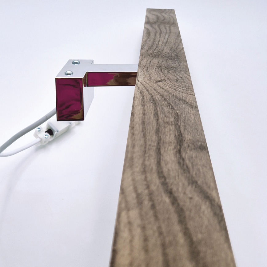 Brilagi - Φωτισμός καθρέφτη μπάνιου LED WOODY MIRROR LED/15W/230V 90 cm IP44 δρυς καρυδιά/γυαλιστερό χρώμιο