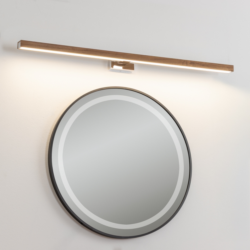 Brilagi - Φωτισμός καθρέφτη μπάνιου LED WOODY MIRROR LED/15W/230V 90 cm IP44 δρυς κερασιά/γυαλιστερό χρώμιο