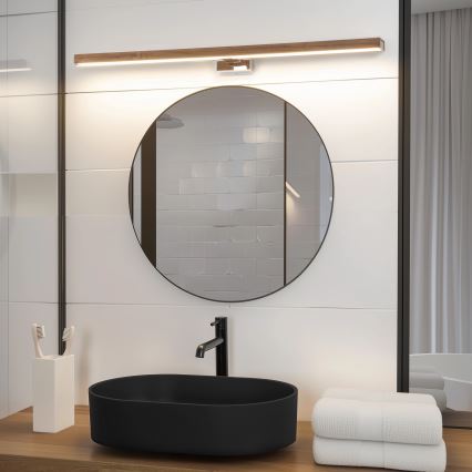 Brilagi - Φωτισμός καθρέφτη μπάνιου LED WOODY MIRROR LED/15W/230V 90 cm IP44 δρυς κερασιά/γυαλιστερό χρώμιο