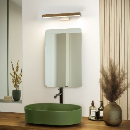 Brilagi - Φωτισμός καθρέφτη μπάνιου LED WOODY MIRROR LED/8W/230V 40 cm IP44 δρυς καρυδιά/λευκό