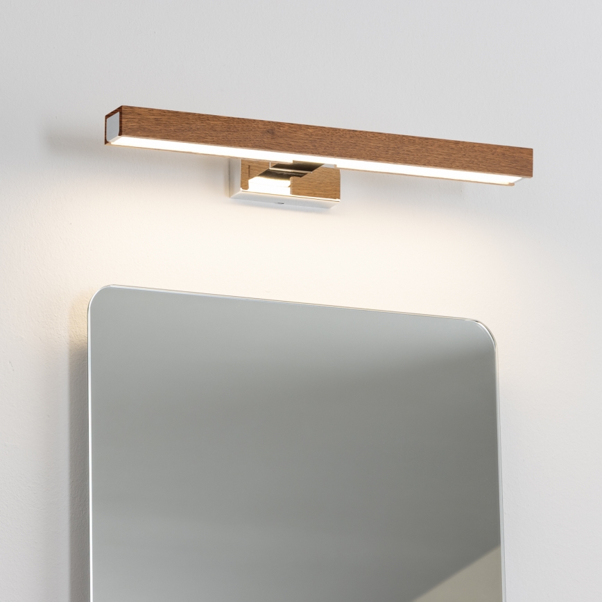 Brilagi - Φωτισμός καθρέφτη μπάνιου LED WOODY MIRROR LED/8W/230V 40 cm IP44 δρυς κερασιά/γυαλιστερό χρώμιο