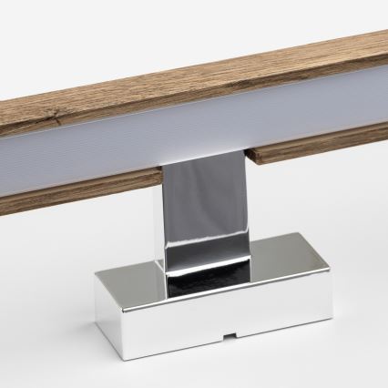 Brilagi - Φωτισμός καθρέφτη μπάνιου LED WOODY MIRROR LED/8W/230V 40 cm IP44 δρυς καρυδιά/γυαλιστερό χρώμιο