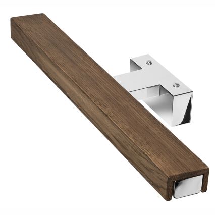 Brilagi - Φωτισμός καθρέφτη μπάνιου LED WOODY MIRROR LED/8W/230V 40 cm IP44 δρυς καρυδιά/γυαλιστερό χρώμιο