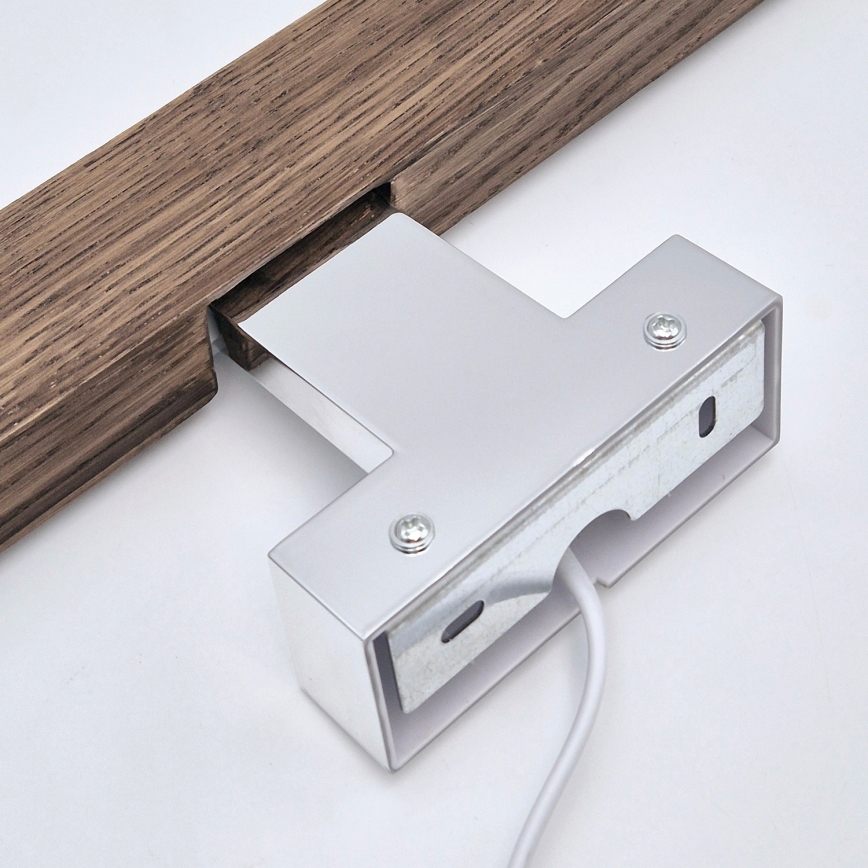 Brilagi - Φωτισμός καθρέφτη μπάνιου LED WOODY MIRROR LED/8W/230V 40 cm IP44 δρυς καρυδιά/γυαλιστερό χρώμιο