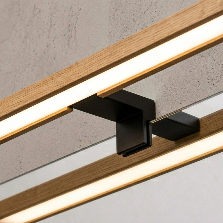 Brilagi - Φωτιστικό καθρέφτη μπάνιου LED 3-σε-1 WOODY MIRROR LED/12W/230V 60 cm IP44 μαύρο/δρυς
