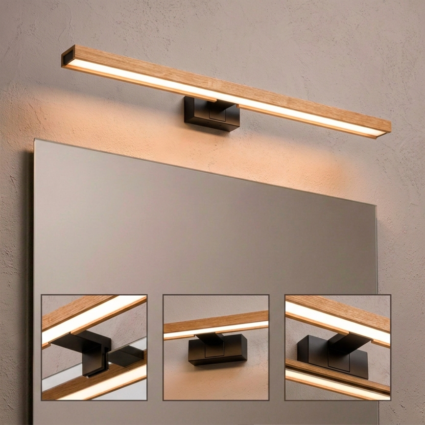 Brilagi - Φωτιστικό καθρέφτη μπάνιου LED 3-σε-1 WOODY MIRROR LED/15W/230V 80 cm IP44 μαύρο/δρυς