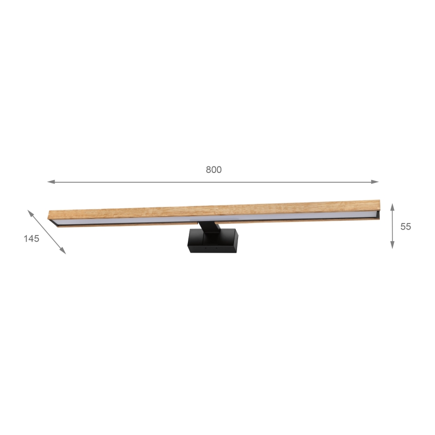 Brilagi - Φωτιστικό καθρέφτη μπάνιου LED 3-σε-1 WOODY MIRROR LED/15W/230V 80 cm IP44 μαύρο/δρυς