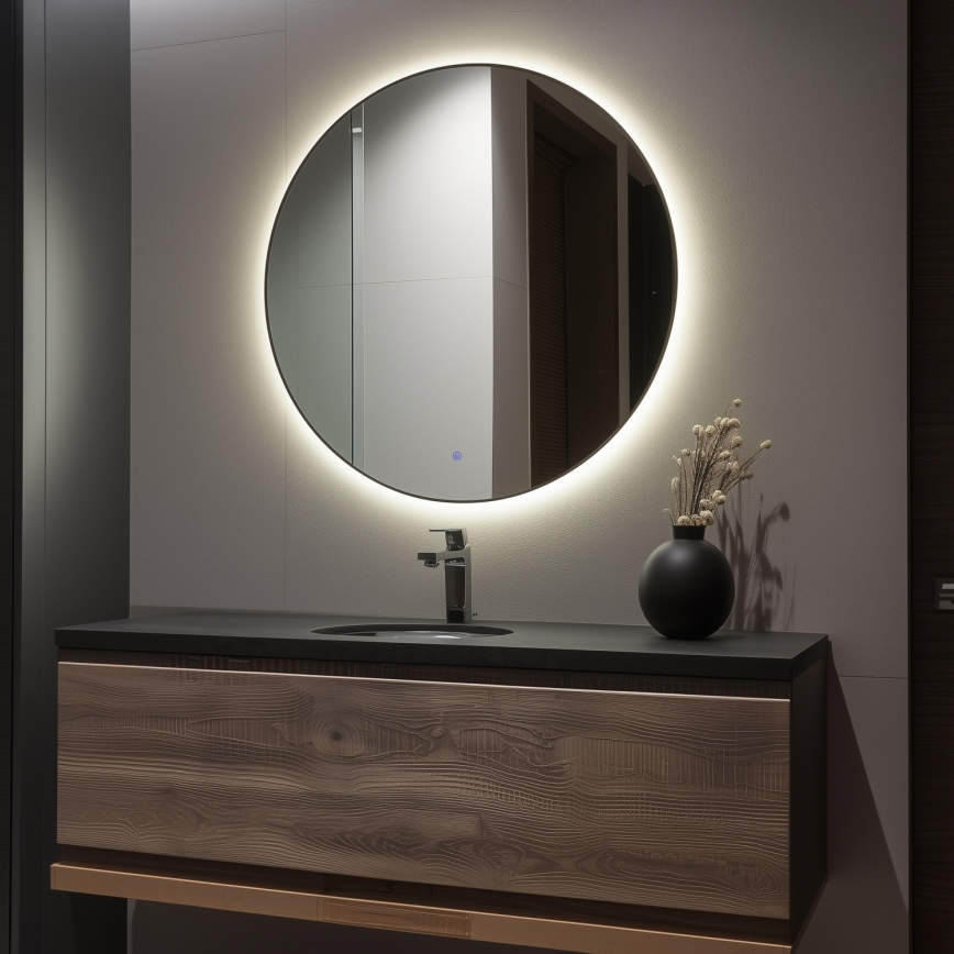 Brilagi - Καθρέφτης μπάνιου LED VENA BLACK LED/32W/230V Ø 100 cm IP44 CRI 90 ρυθμιζόμενος + CCT