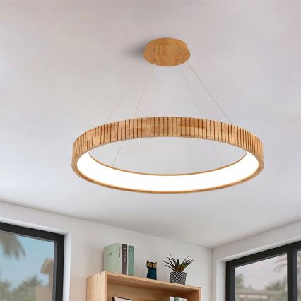 Brilagi - ξύλινο LED κρεμαστό φωτιστικό με καλώδιο FALCON WOOD MODERN LED/60W/230V 3000/4000/6000K Ø 80 εκ.