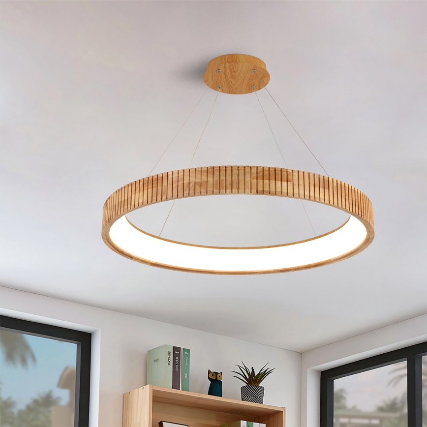 Brilagi - ξύλινο LED κρεμαστό φωτιστικό με καλώδιο FALCON WOOD MODERN LED/60W/230V 3000/4000/6000K Ø 80 εκ.