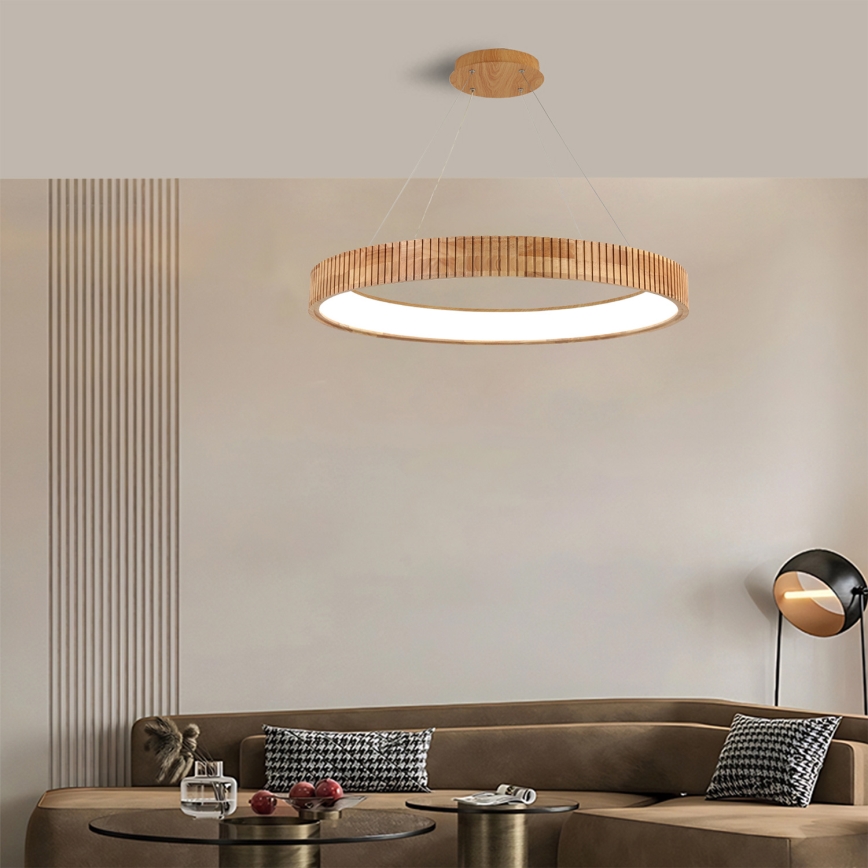 Brilagi - ξύλινο LED κρεμαστό φωτιστικό με καλώδιο FALCON WOOD MODERN LED/60W/230V 3000/4000/6000K Ø 80 εκ.
