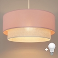 Brilagi - Κρεμαστό φωτιστικό LED σε καλώδιο BOHO BOBO 1xE27/60W/230V διάμ. 40 cm ροζ/κρεμ