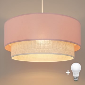 Brilagi - Κρεμαστό φωτιστικό LED σε καλώδιο BOHO BOBO 1xE27/60W/230V διάμ. 40 cm ροζ/κρεμ