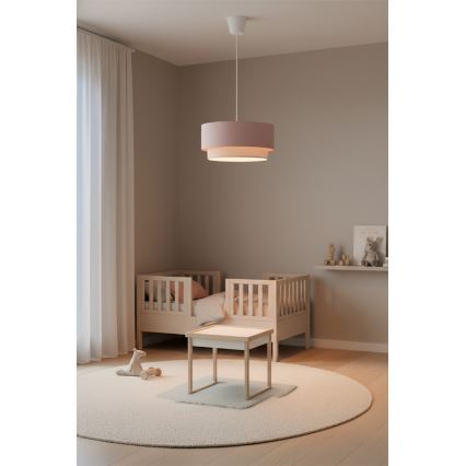 Brilagi - Κρεμαστό φωτιστικό LED σε καλώδιο BOHO BOBO 1xE27/60W/230V διάμ. 40 cm ροζ/κρεμ