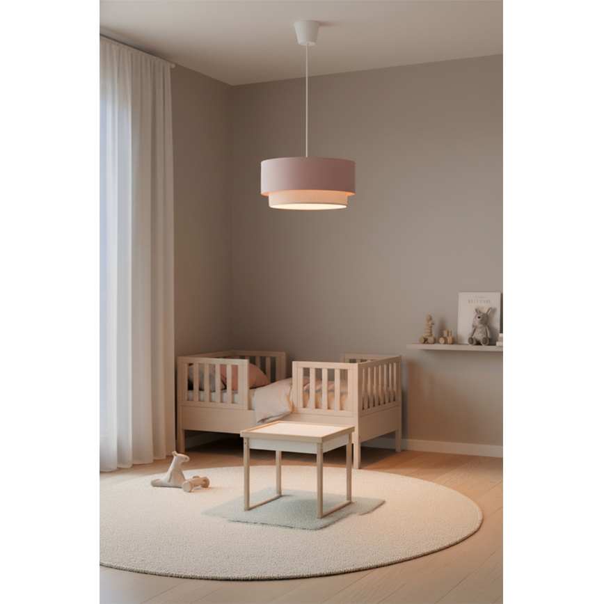 Brilagi - Κρεμαστό φωτιστικό LED σε καλώδιο BOHO BOBO 1xE27/60W/230V διάμ. 40 cm ροζ/κρεμ