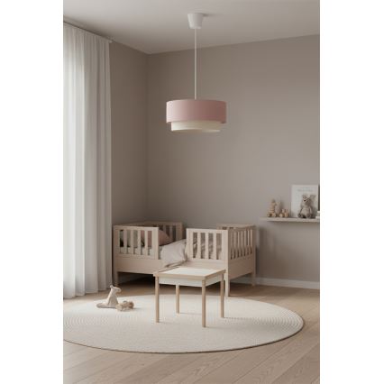Brilagi - Κρεμαστό φωτιστικό LED σε καλώδιο BOHO BOBO 1xE27/60W/230V διάμ. 40 cm ροζ/κρεμ
