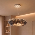 Brilagi - Κρεμαστό φωτιστικό LED σε καλώδιο FEATHER 3xE27/40W/230V + 3xLED/3W Ø 50 cm γκρι