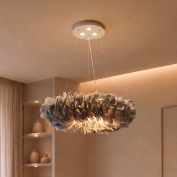 Brilagi - Κρεμαστό φωτιστικό LED σε καλώδιο FEATHER 3xE27/40W/230V + 3xLED/3W Ø 50 cm γκρι