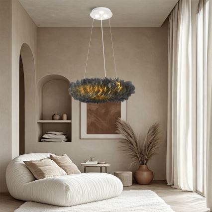 BRILAGI - Κρεμαστό φωτιστικό LED σε καλώδιο FEATHER 3xE27/40W/230V + 3xLED/3W Ø 50 cm γκρι