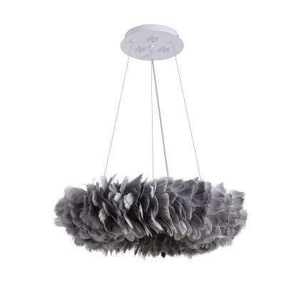 Brilagi - Κρεμαστό φωτιστικό LED σε καλώδιο FEATHER 3xE27/40W/230V + 3xLED/3W Ø 50 cm γκρι