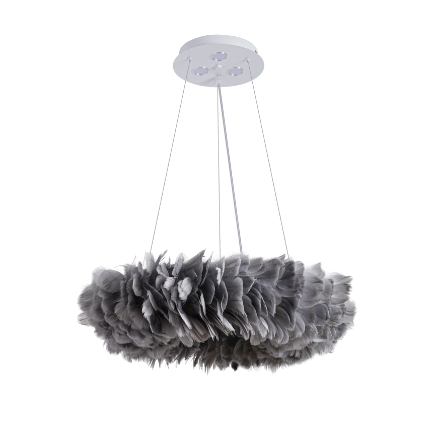 Brilagi - Κρεμαστό φωτιστικό LED σε καλώδιο FEATHER 3xE27/40W/230V + 3xLED/3W Ø 50 cm γκρι