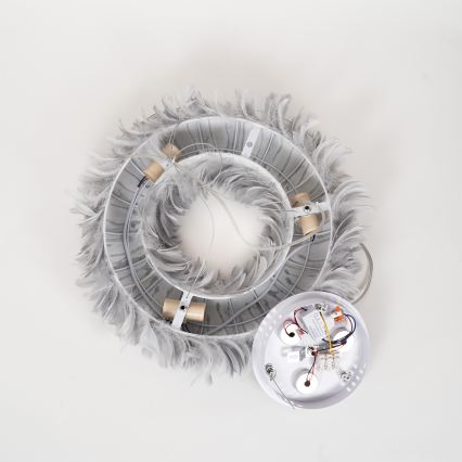 BRILAGI - Κρεμαστό φωτιστικό LED σε καλώδιο FEATHER 3xE27/40W/230V + 3xLED/3W Ø 50 cm γκρι