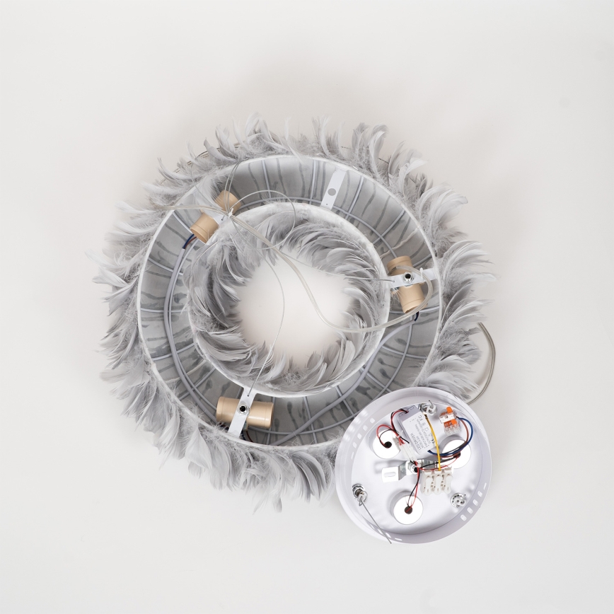 BRILAGI - Κρεμαστό φωτιστικό LED σε καλώδιο FEATHER 3xE27/40W/230V + 3xLED/3W Ø 50 cm γκρι