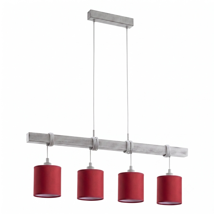Brilagi - Κρεμαστό φωτιστικό LED σε καλώδιο NUBILA 4xE27/60W/230V γκρι/πομπηϊκό κόκκινο