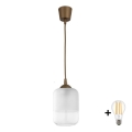 Brilagi - Κρεμαστό φωτιστικό LED σε καλώδιο RETRO GLASS 1xE27/60W/230V Ø 14 εκ. καφέ/λευκό