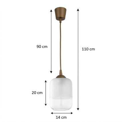 Brilagi - Κρεμαστό φωτιστικό LED σε καλώδιο RETRO GLASS 1xE27/60W/230V Ø 14 εκ. καφέ/λευκό