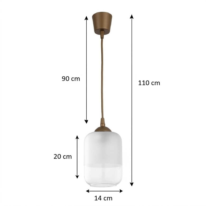 Brilagi - Κρεμαστό φωτιστικό LED σε καλώδιο RETRO GLASS 1xE27/60W/230V Ø 14 εκ. καφέ/λευκό