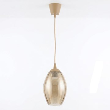 Brilagi - Κρεμαστό φωτιστικό LED σε καλώδιο RETRO GLASS 1xE27/60W/230V Ø 17 cm μπεζ/καπνιστό μπεζ