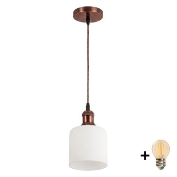 Brilagi - Κρεμαστό φωτιστικό LED σε καλώδιο RETRO GLASS 1xE27/60W/230V, διάμ. 13 cm, χαλκό/λευκό