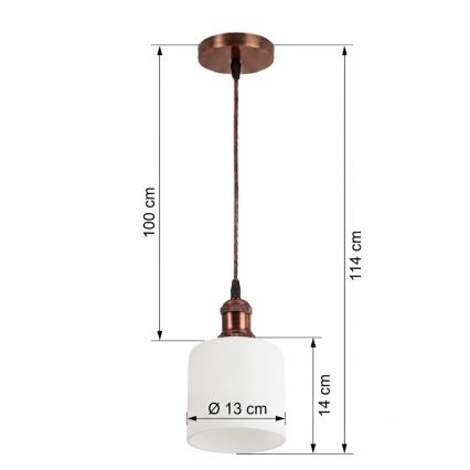 Brilagi - Κρεμαστό φωτιστικό LED σε καλώδιο RETRO GLASS 1xE27/60W/230V, διάμ. 13 cm, χαλκό/λευκό