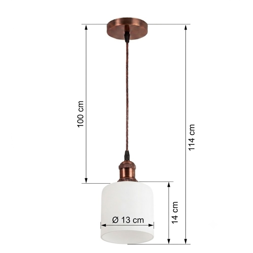 Brilagi - Κρεμαστό φωτιστικό LED σε καλώδιο RETRO GLASS 1xE27/60W/230V, διάμ. 13 cm, χαλκό/λευκό