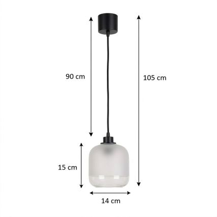 Brilagi - Κρεμαστό φωτιστικό LED σε καλώδιο RETRO GLASS 1xE27/60W/230V διάμ. 14 εκ. μαύρο/λευκό