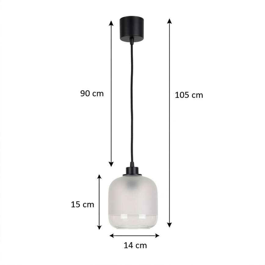Brilagi - Κρεμαστό φωτιστικό LED σε καλώδιο RETRO GLASS 1xE27/60W/230V διάμ. 14 εκ. μαύρο/λευκό