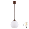 Brilagi - Κρεμαστό φωτιστικό LED σε καλώδιο RETRO GLASS 1xE27/60W/230V διάμ. 15 εκ. καφέ/λευκό