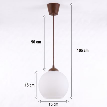 Brilagi - Κρεμαστό φωτιστικό LED σε καλώδιο RETRO GLASS 1xE27/60W/230V διάμ. 15 εκ. καφέ/λευκό