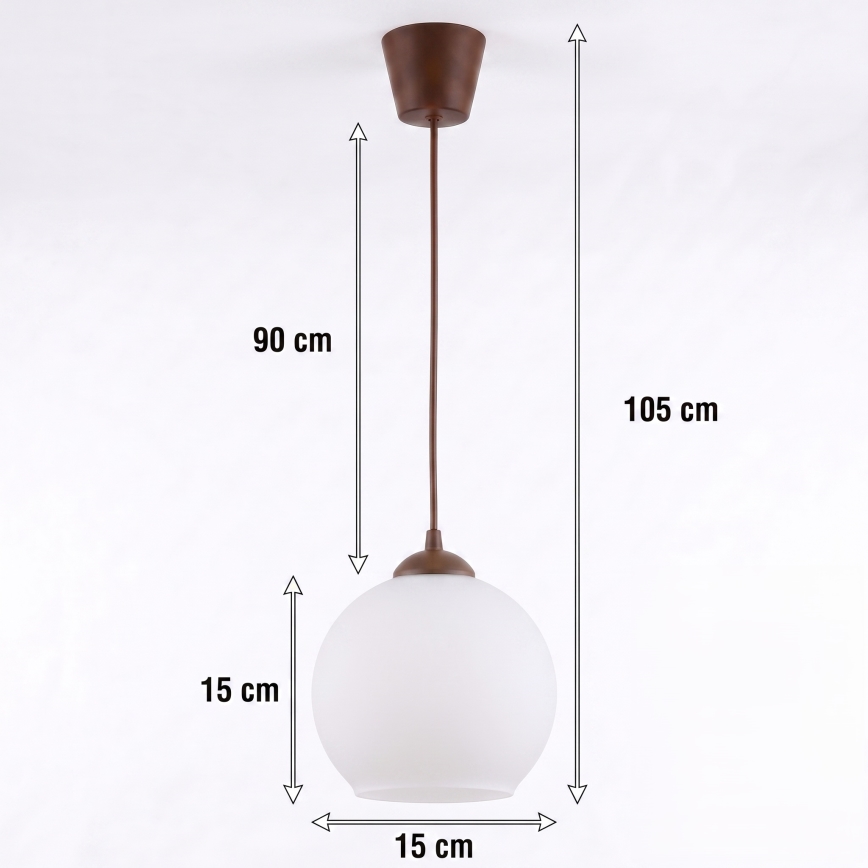 Brilagi - Κρεμαστό φωτιστικό LED σε καλώδιο RETRO GLASS 1xE27/60W/230V διάμ. 15 εκ. καφέ/λευκό