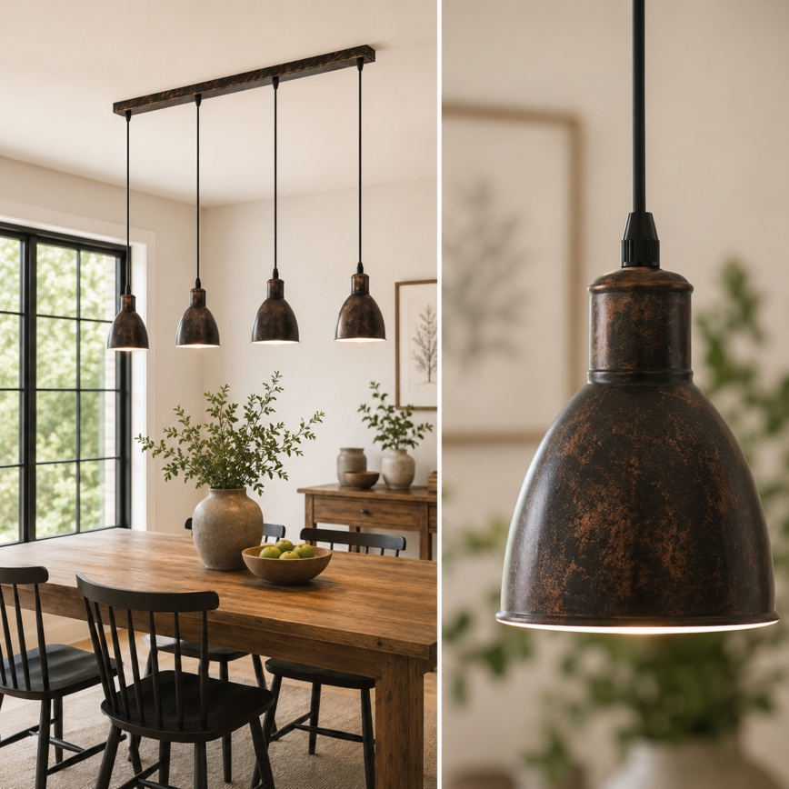 Brilagi - Κρεμαστό φωτιστικό LED σε καλώδιο RIDDY 4xE27/60W/230V χάλκινο/πατίνα