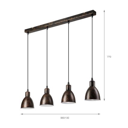 Brilagi - Κρεμαστό φωτιστικό LED σε καλώδιο RIDDY 4xE27/60W/230V χάλκινο/πατίνα